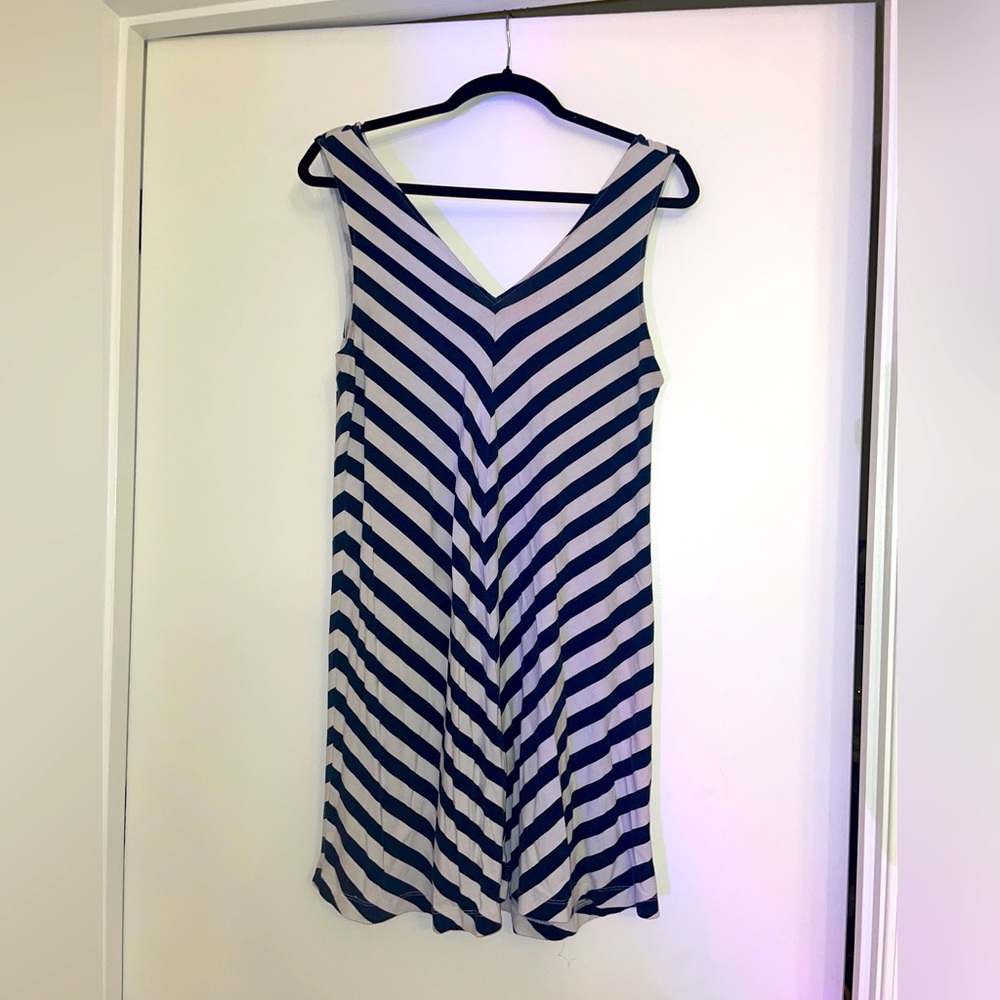 Loft Flowy Summer Striped Tank Dress Size M